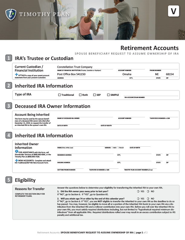 Special Request Spouse Beneficiary to Assume Ownership of IRA