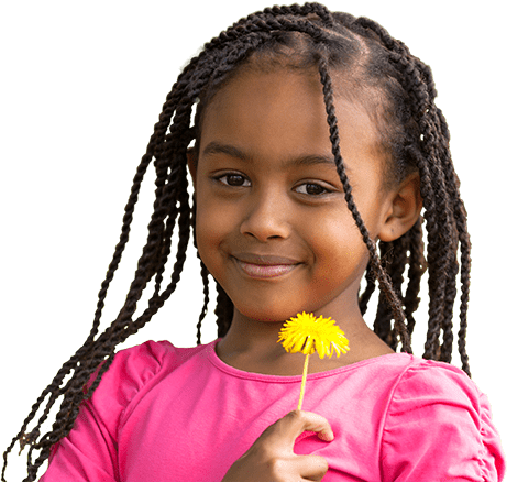 African-American girl holding dandelion thinking about her family and their Christian legacy through Biblically Responsible Investing.